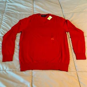 Nautica Red V-Neck Sweater New With Tags. Size Medium